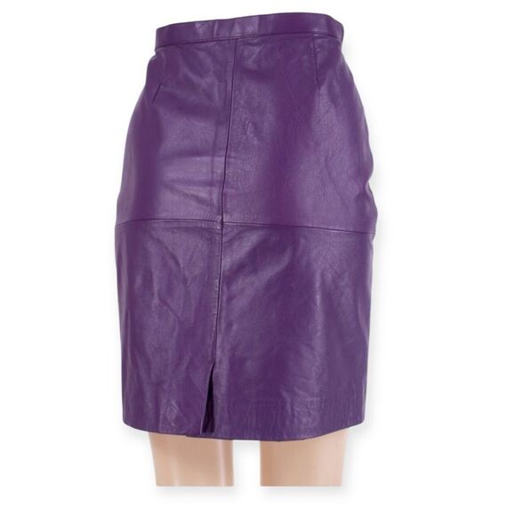 Vintage 80s/90s Avon Fashions Purple Soft Leather Pencil Skirt – Size 5/6 - Picture 2 of 9
